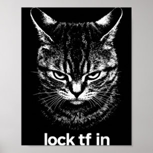 Affiche Drôle Lock TF dans Chat Graphique Motivation Rétro