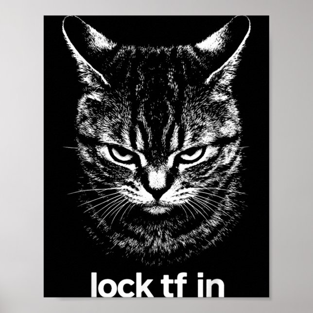 Affiche Drôle Lock TF dans Chat Graphique Motivation Rétro (Devant)