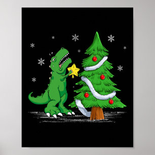 Affiche Drôle Lutte Est Vrai Dinosaure T-rex Dino Christm
