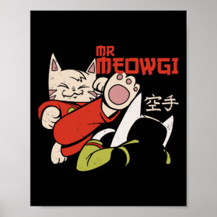 Affiche Drôle M. Meowgi Karate Chat Meow Design Hommes Fem