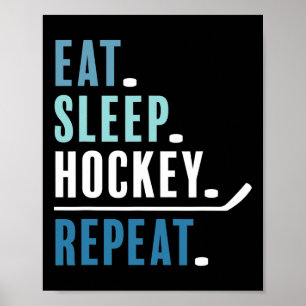 Affiche Drôle Manger Dormir Hockey Répéter Hockey Sur Glac