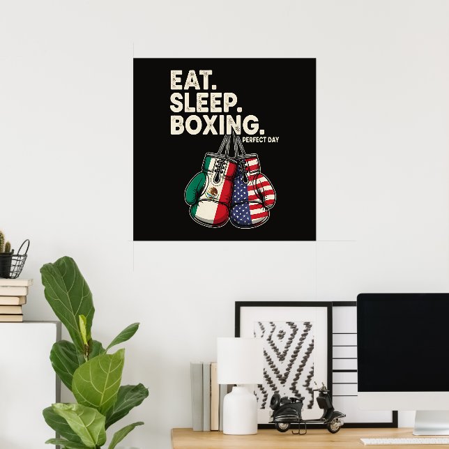Affiche Drôle Manger Dormir Répéter Boxe (Bureau à domicile)