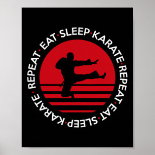 Affiche Drôle Manger Sleep Karate Répéter