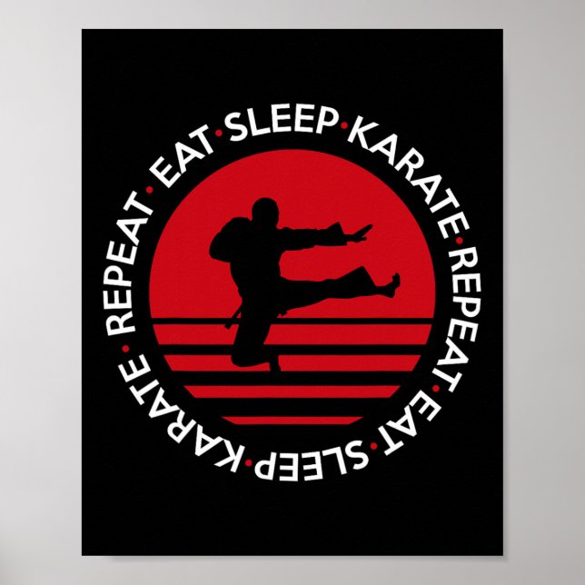 Affiche Drôle Manger Sleep Karate Répéter (Devant)