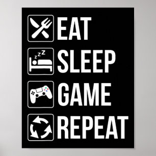 Affiche Drôle Mangez Le Jeu De Sommeil Répétition Pour Les