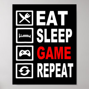 Affiche Drôle Mangez Le Jeu De Sommeil Répétition Pour Les