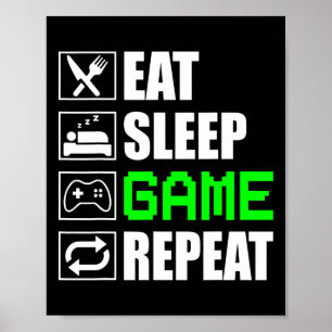 Affiche Drôle Mangez Le Jeu De Sommeil Répétition Pour Les