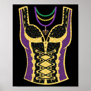 Affiche Drôle Mardi Gras Costume Perles de Masque pour fem