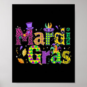Affiche Drôle Mardi Gras Parade Costume Jester Casquette N