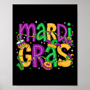 Affiche Drôle Mardi Gras Parade Outfit Jester Hommes Casqu