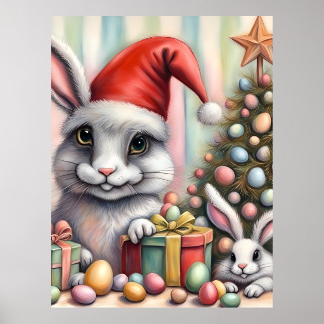 Affiche Drôle Mauvais ajustement lapins de Noël de Pâques (Devant)