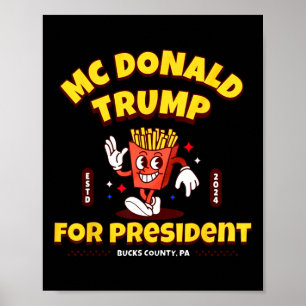Affiche Drôle Mcdonald Trump Président 2024 Frites Françai