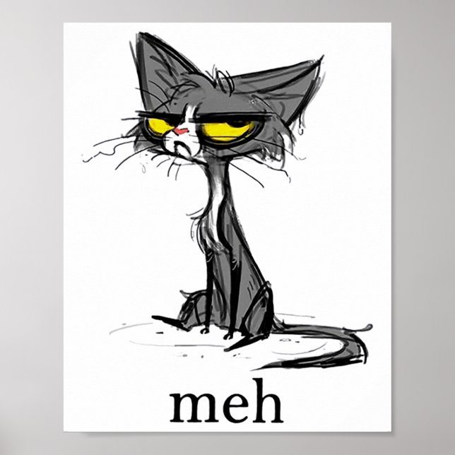 Affiche Drôle Meh cadeau de chat pour les Amoureux de les  (Devant)