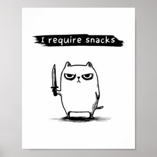 Affiche Drôle Mème Chat J'Ai Besoin Snacks Design Hommes F