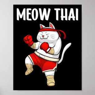 Affiche Drôle Meow Thai Design Pour Hommes Femmes Muay Tha