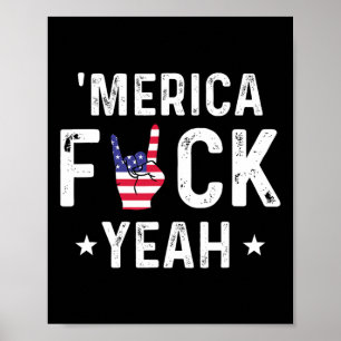 Affiche Drôle Merica Ouais 4 Juillet 