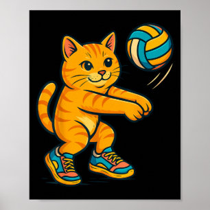 Affiche Drôle mignon Chat Volleyball Joueur Fan Tee Traine