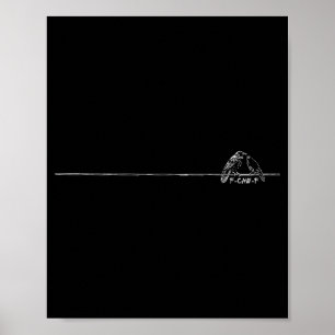 Affiche Drôle Minimaliste F-caw-f Gothique Corbeau Humour
