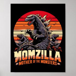 Affiche Drôle Momzilla Mère des monstres Rétro Anniversair