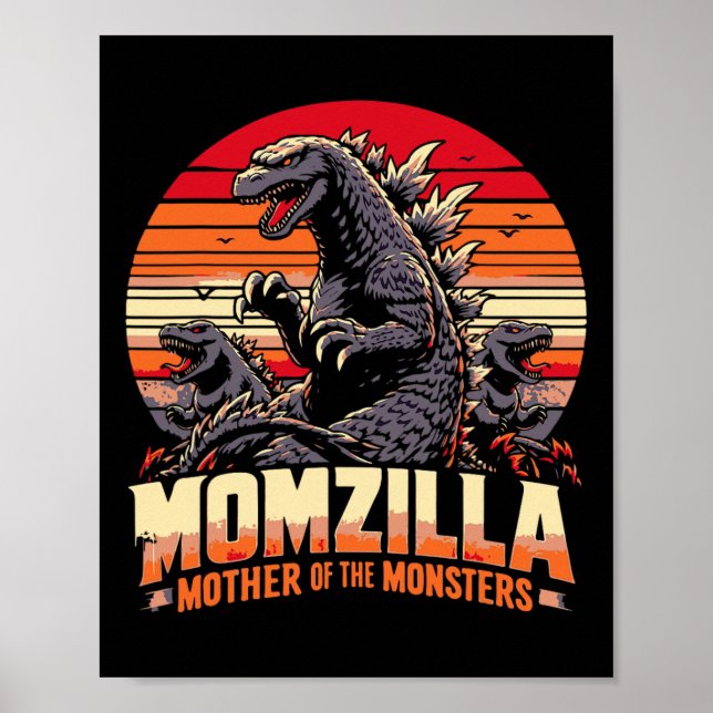 Affiche Drôle Momzilla Mère des monstres Rétro Anniversair (Devant)