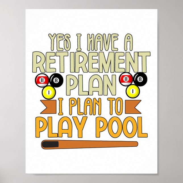 Affiche Drôle Mon Plan De Retraite Est De Jouer Billard De (Devant)