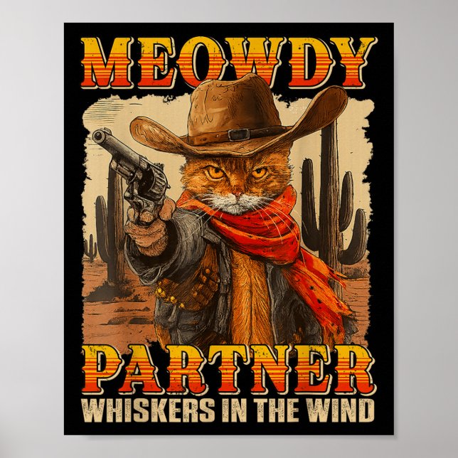 Affiche Drôle Mowdy Partenaire Whiskers Dans Le Wind Cat C (Devant)