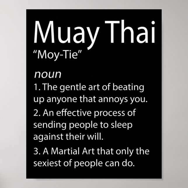 Affiche Drôle Muay Thai Et Thai Boxe - Muay Thai Defini (Devant)
