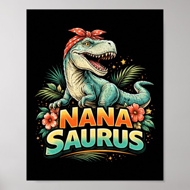 Affiche Drôle Nanasaurus T Rex Dinosaure Nana Famille (Devant)