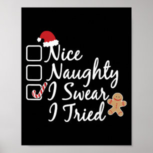 Affiche Drôle Naughty Nice Je jure que j'ai essayé Famille