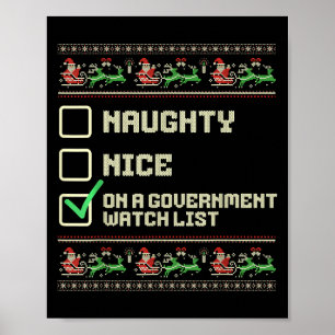 Affiche Drôle Naughty Nice Sur La Liste De Surveillance Du