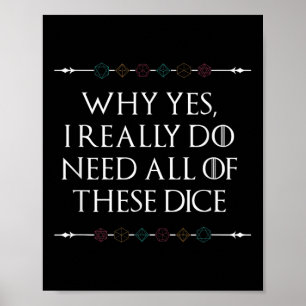 Affiche Drôle Nerdy Jeu D20 Rpg Dice Dire Graphique de dev