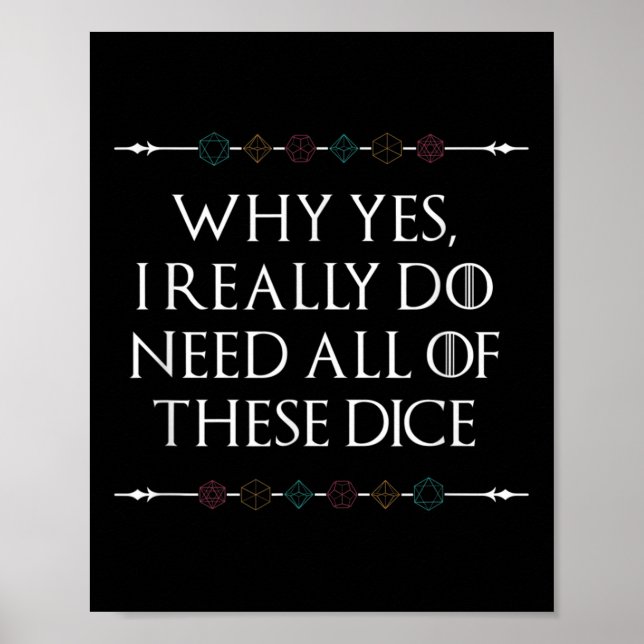 Affiche Drôle Nerdy Jeu D20 Rpg Dice Dire Graphique de dev (Devant)