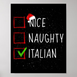 Affiche Drôle Nice Naughty Italien mignon Pajama de Noël