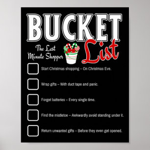 Affiche Drôle Noël Bucket List Design Noël Fêtes Hu