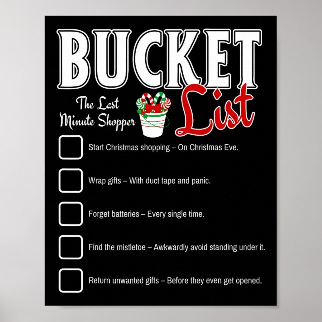 Affiche Drôle Noël Bucket List Design Noël Fêtes Hu (Devant)