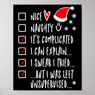 Affiche Drôle Noël Nice Naughty Liste Je Peux Expliquer - 