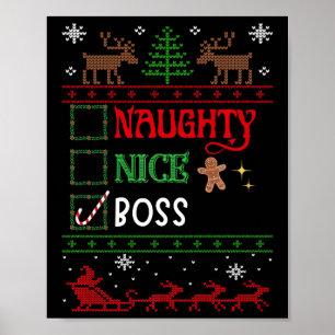 Affiche Drôle Noël Nice Naughty Liste Noël Boss