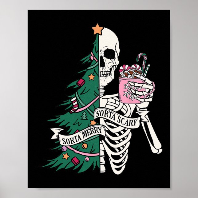 Affiche Drôle Noël Sorta Merry Sorta Scary Skeleton X (Devant)