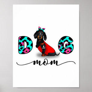 Affiche Drôle noir Dachshund Tattoo Je t'aime Chien Maman