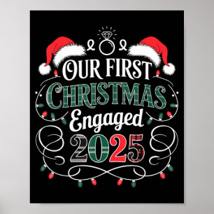 Affiche Drôle Notre Premier Noël Fiancés 2025 Pyjama Coupl