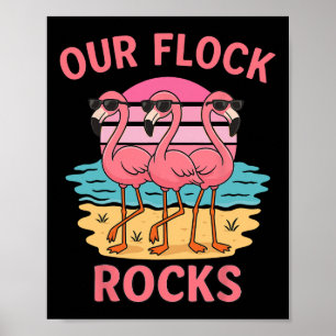 Affiche Drôle Notre troupe de moutons Rocks Flamant Rose F