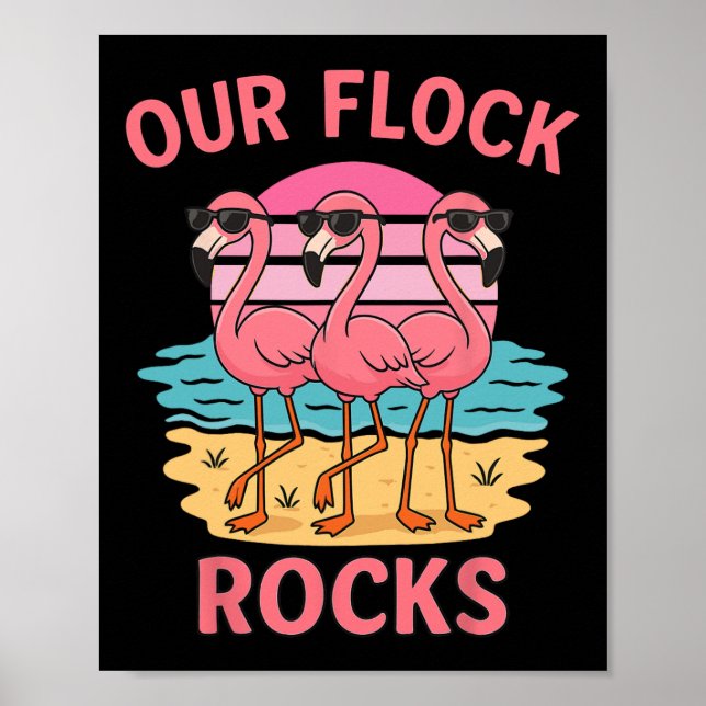 Affiche Drôle Notre troupe de moutons Rocks Flamant Rose F (Devant)