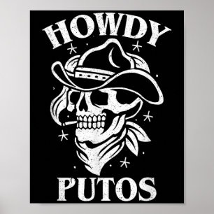 Affiche Drôle Occidental Cowboy Cadeau Crâne - Hola Putos
