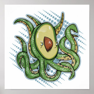 Affiche Drôle Octopus Avocado