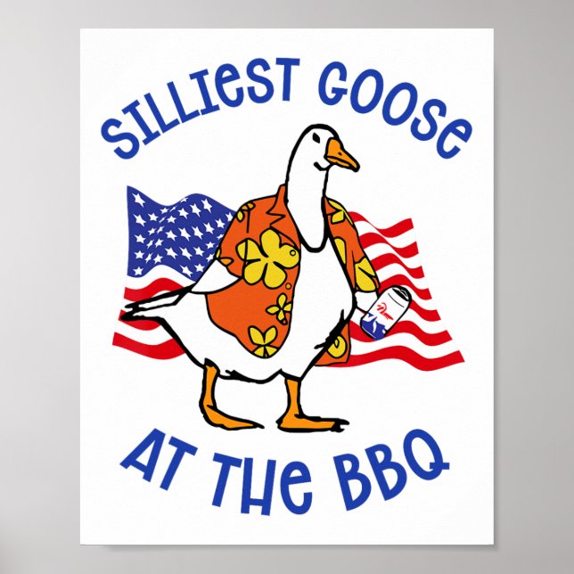 Affiche Drôle Oie Silly À L'Oie Animale Barbecue 4E De J (Devant)