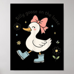 Affiche Drôle Oie Silly Sur Les Bottes De Pluie De Bow Cut
