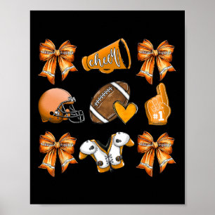 Affiche Drôle Orange Cheer Coquette Football Maman Femmes