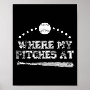 Affiche Drôle Où Mes Pitchers À Softball Pitcher Cadeau