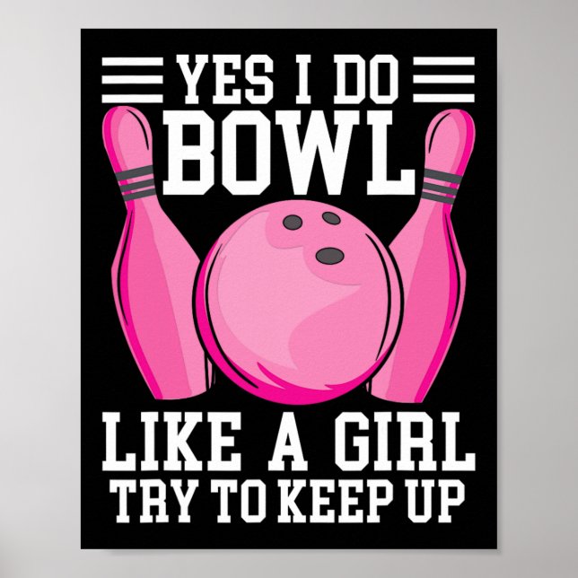 Affiche Drôle Oui Je Fais Du Bowling Comme Une Fille Essay (Devant)