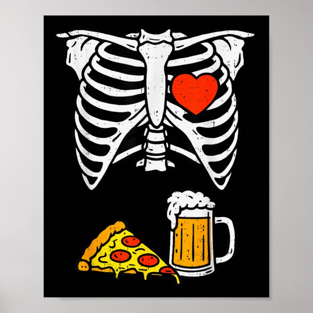 Affiche Drôle Papa Skeleton Beer Zza Halloween Costume Men (Devant)